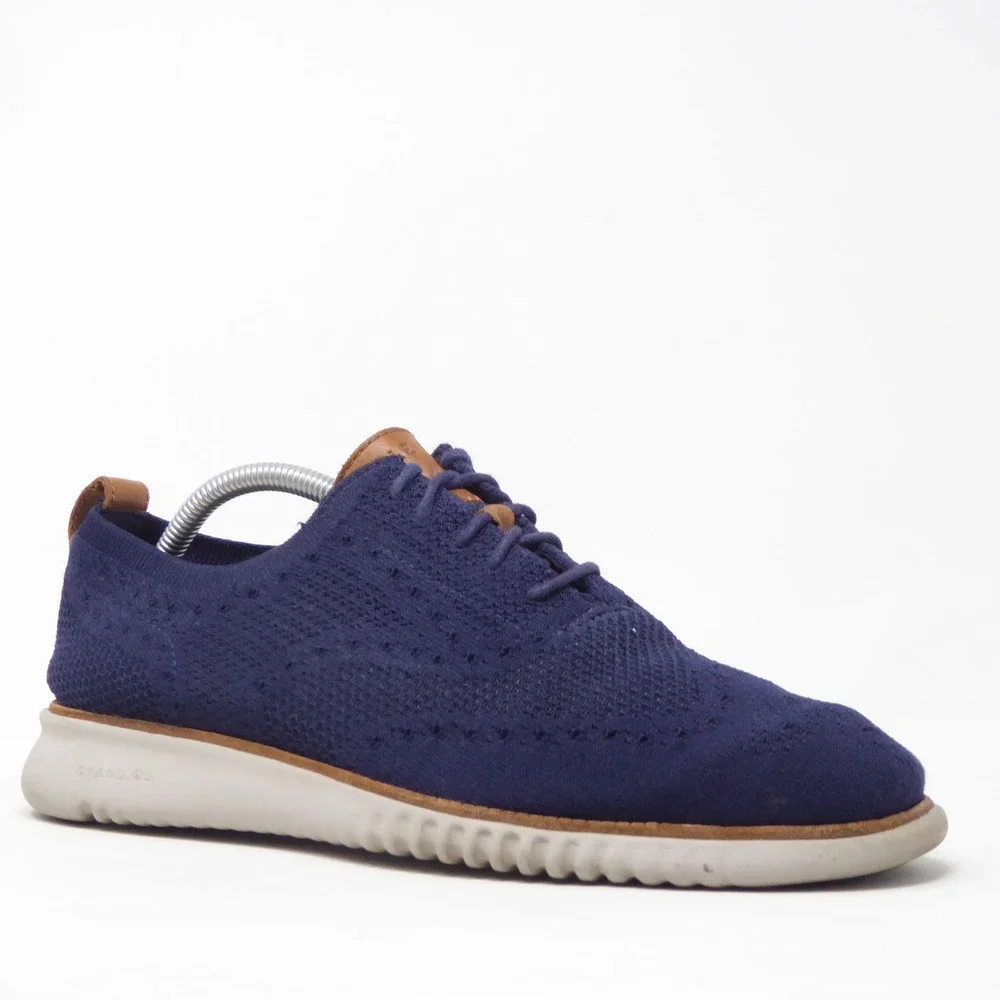 Cole Haan Mens 2.ZEROGRAND Stitchlite Oxford Shoes Navy Blue Knit C27569 Size 9